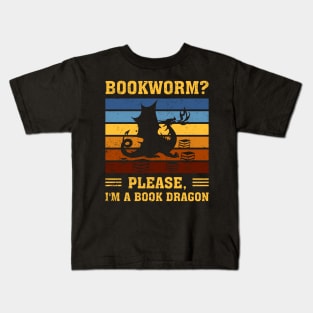 Bookworm Please I'm A Book Dragon Funny Dragon Book Lover Kids T-Shirt